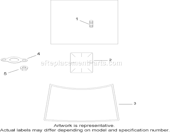 Toro 14AQ81RP748 (1B087H30130)(2007) Lawn Tractor Exhaust Stud, Gasket and Decal Assembly Diagram