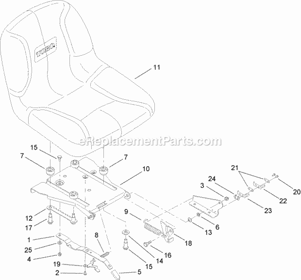 Toro 14AQ81RP748 (1B087H30130-) Lawn Tractor Seat Assembly Diagram