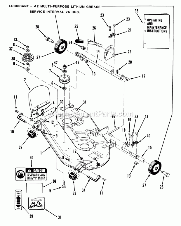 Toro 15-42SC02 (1990) 42-in. Side Discharge Mower Page F Diagram