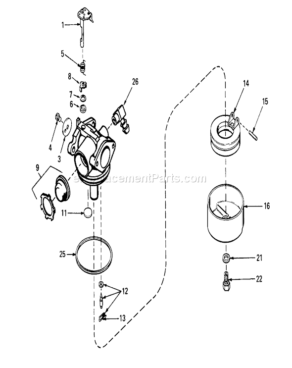Toro 16297 (1000001-1999999)(1981) Lawn Mower Carburetor Assembly Diagram