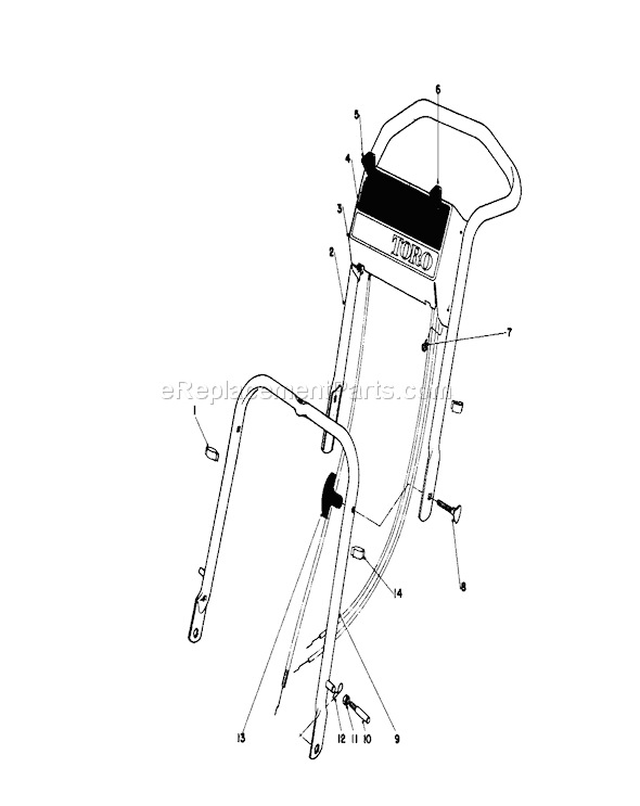 Toro 16320 (1000001-1999999)(1981) Lawn Mower Handle Assembly Diagram