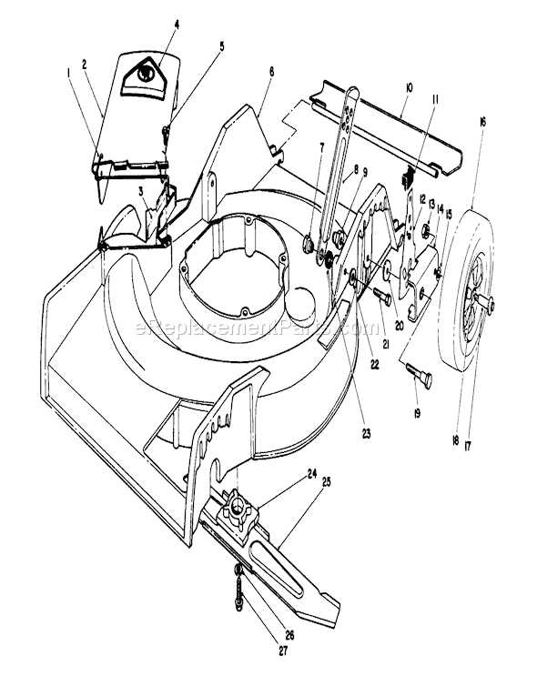 Toro 16404 (1000001-1999999)(1991) Lawn Mower Housing Assembly Diagram