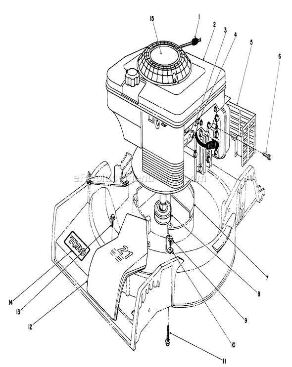 Toro 16404 (1000001-1999999)(1991) Lawn Mower Engine Assembly Diagram