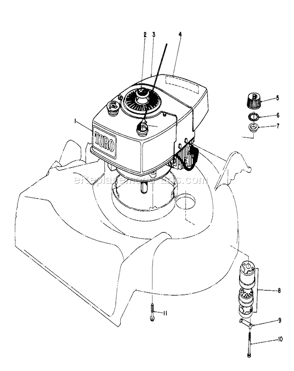 Toro 16570 (3000001-3999999)(1983) Lawn Mower Engine Assembly Diagram