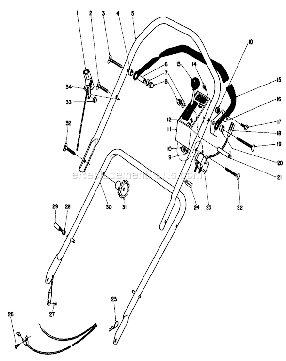 Toro 16570 (3000001-3999999)(1983) Lawn Mower Handle Assembly Diagram
