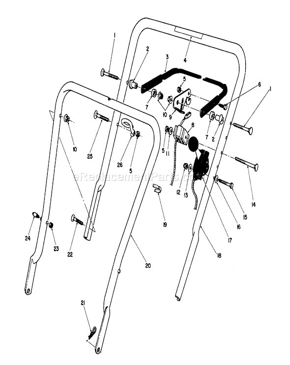 Toro 16585 (8004252-8999999)(1988) Lawn Mower Handle Assembly Diagram