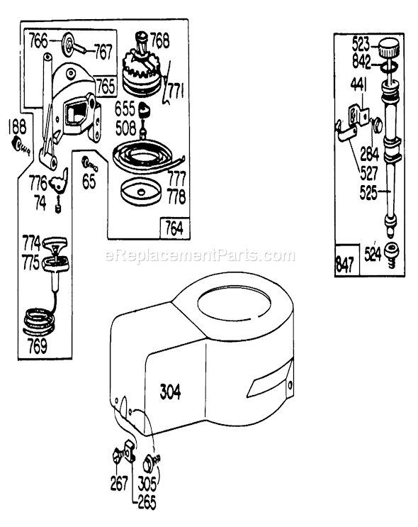 Toro 16756 (8000001-8999999)(1978) Lawn Mower Starter and Shroud Diagram