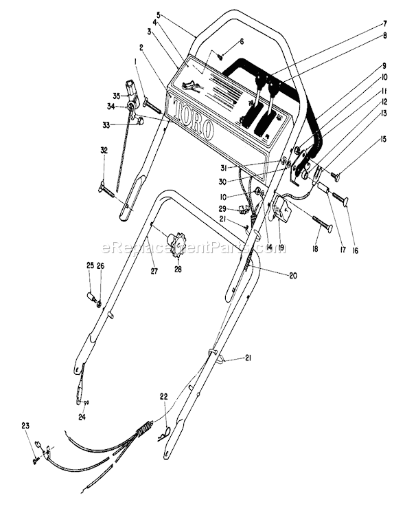 Toro 16771 (3000001-3999999)(1983) Lawn Mower Handle Assembly Diagram