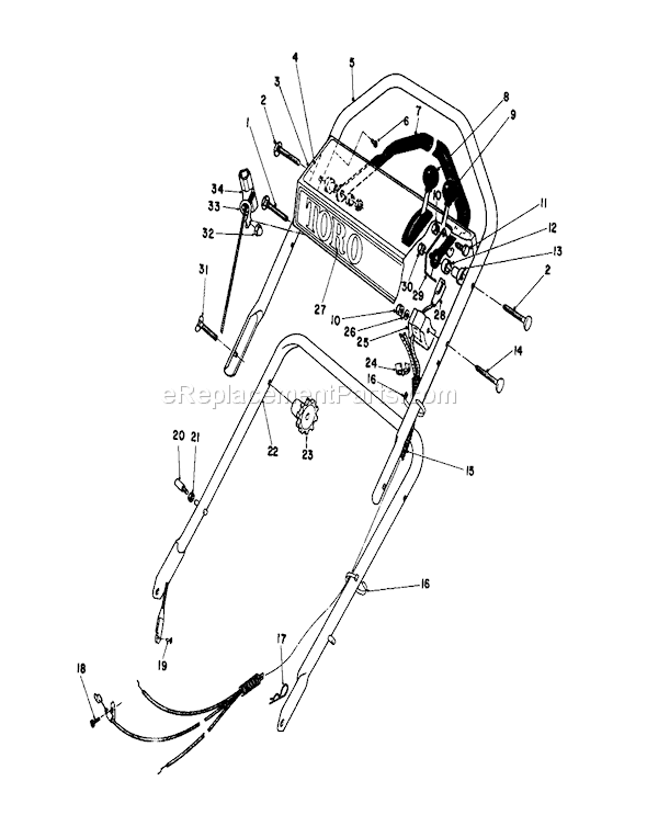 Toro 16771 (4000001-4999999)(1984) Lawn Mower Handle Assembly Diagram