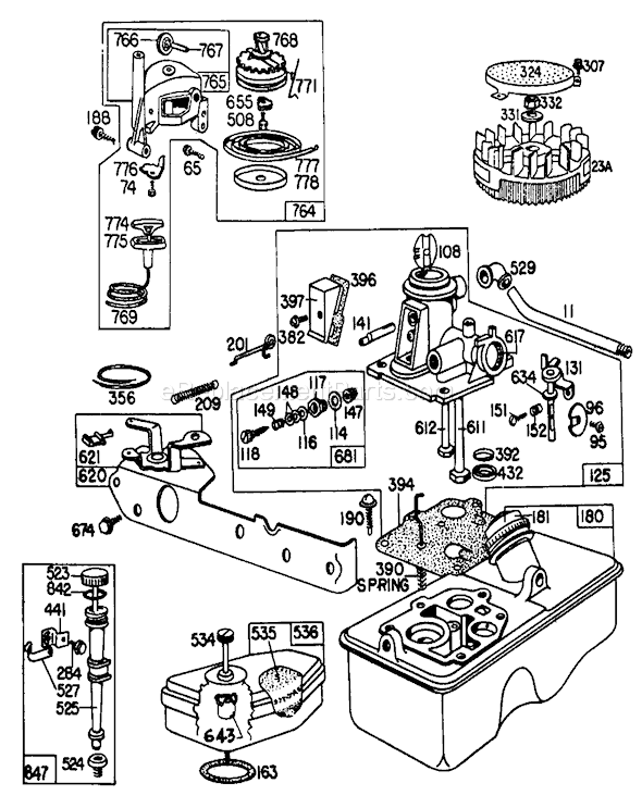 Toro 16880 (0000001-0999999)(1980) Lawn Mower Carburetor Assembly Diagram