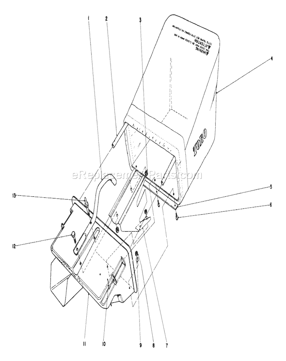 Toro 16890 (2000001-2999999)(1982) Lawn Mower Grass Catcher Diagram