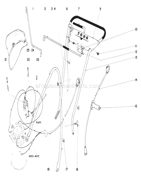 Toro 18301 (9000001-9999999)(1969) Lawn Mower Handle Assembly Diagram