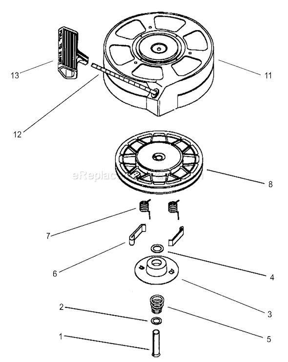 Toro 20005 (250000001-250999999)(2005) Lawn Mower Recoil Starter Assembly No. 590739 Tecumseh No. Lv195ea-362003b Diagram