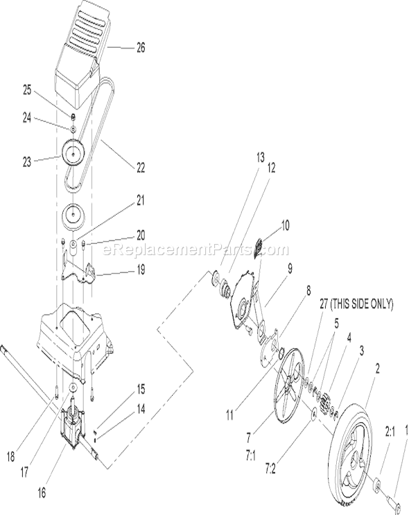 Toro 20005 (250000001-250999999)(2005) Lawn Mower Rear Axle and Low Wheel Assembly Diagram