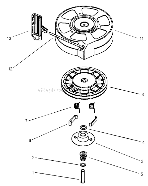 Toro 20012 (230000001-230999999)(2003) Lawn Mower Recoil Starter Assembly No. 590702 (Optional) Tecumseh Model No. Lev120-362003a Diagram