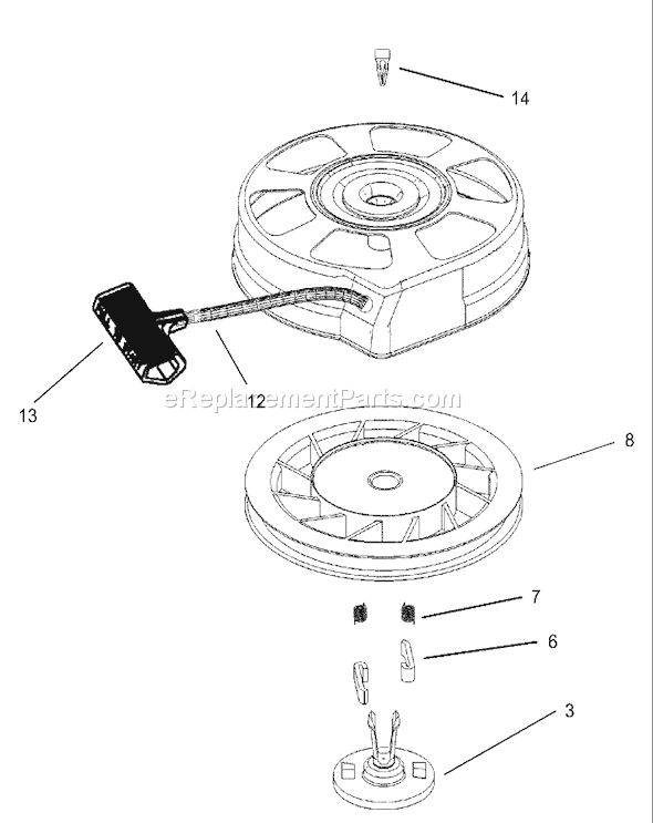 Toro 20012 (230000001-230999999)(2003) Lawn Mower Recoil Starter Assembly No. 590739 Tecumseh Model No. Lev120-362003a Diagram