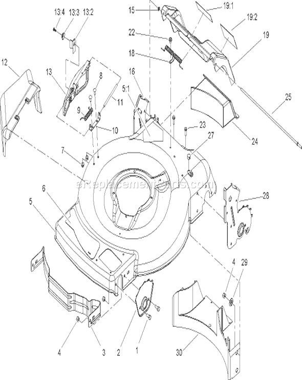 Toro 20012 (240000001-240999999)(2004) Lawn Mower Housing Assembly Diagram