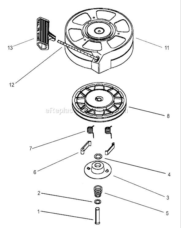 Toro 20016 (220300001-220999999)(2002) Lawn Mower Recoil Starter Assembly No. 590702 (Optional) Tecumseh Model No. Lev120-362003a Diagram