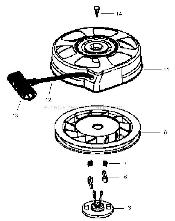 Toro 20016 (220300001-220999999)(2002) Lawn Mower Recoil Starter No. 590739 Tecumseh-Lev120-361541b Diagram