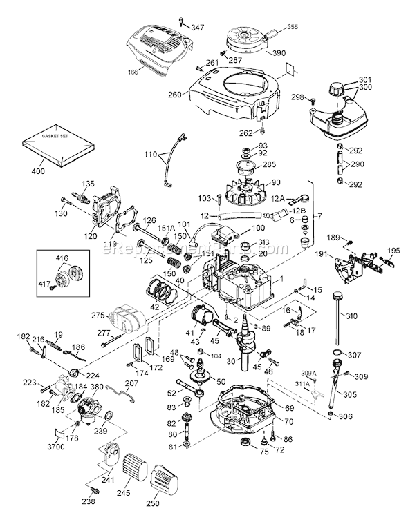 Toro 20016 (220300001-220999999)(2002) Lawn Mower Engine Assembly Tecumseh Model Lev120-361560b Diagram