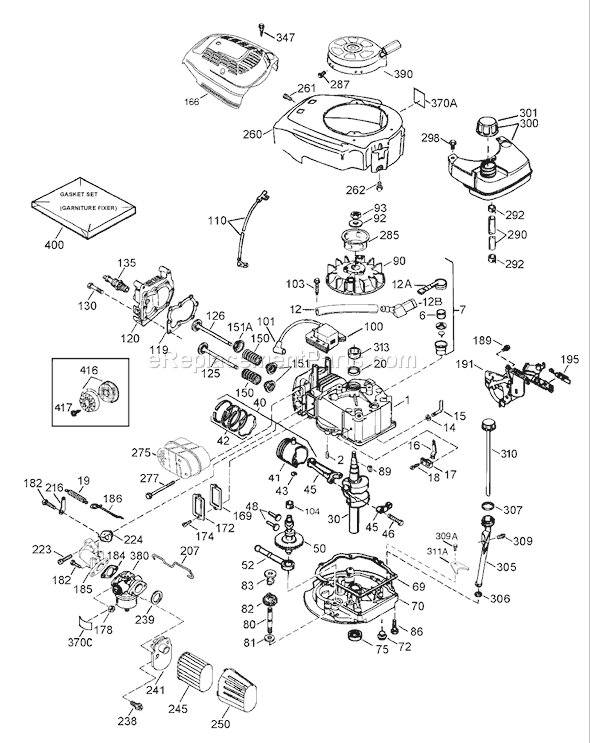 Toro 20016 (220300001-220999999)(2002) Lawn Mower Engine Assembly Tecumseh-Lev120-361541b Diagram