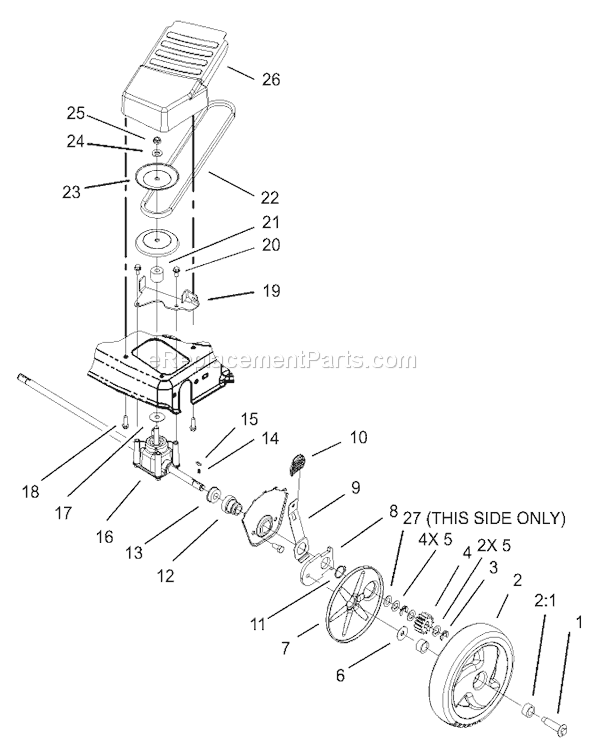 Toro 20016 (220300001-220999999)(2002) Lawn Mower Front Axle and Transmission Assembly Diagram