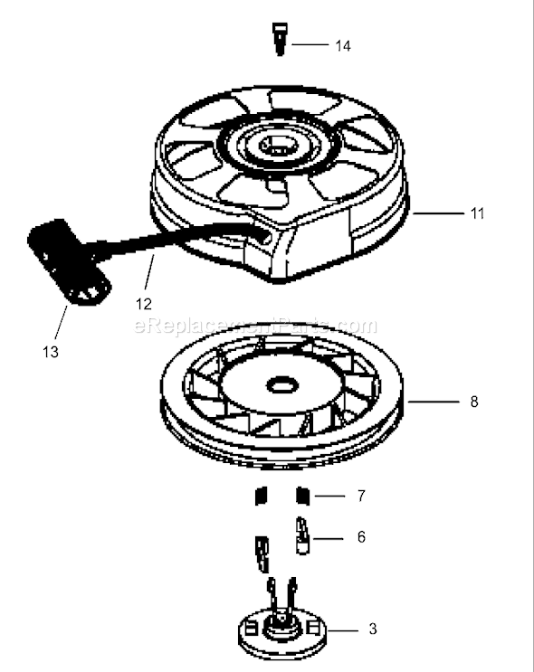 Toro 20017 (220000001-220300000)(2002) Lawn Mower Recoil Starter Assembly No. 590739 Tecumseh Model Lev120-361560b Diagram