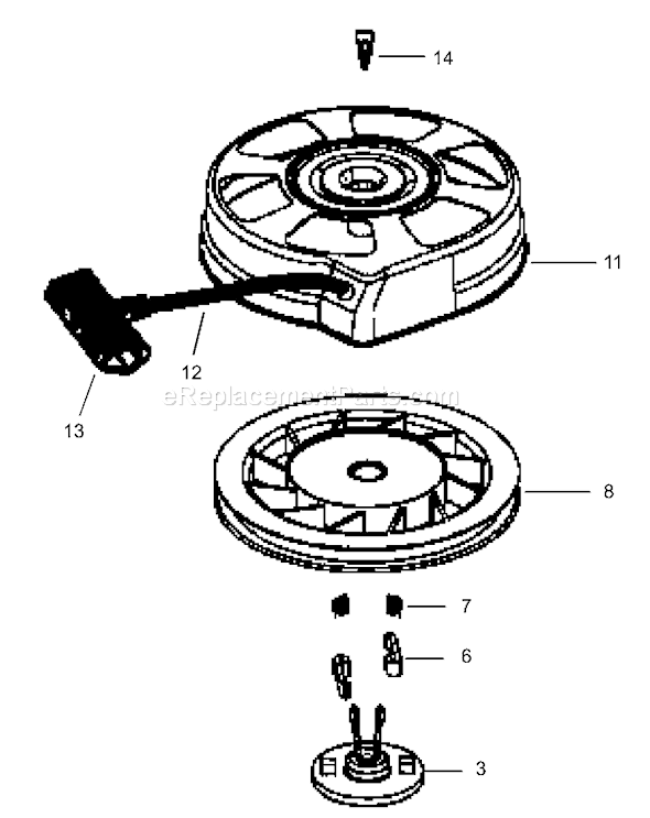 Toro 20017 (220000001-220300000)(2002) Lawn Mower Recoil Starter No. 590739 Tecumseh-Lev120-361541b Diagram