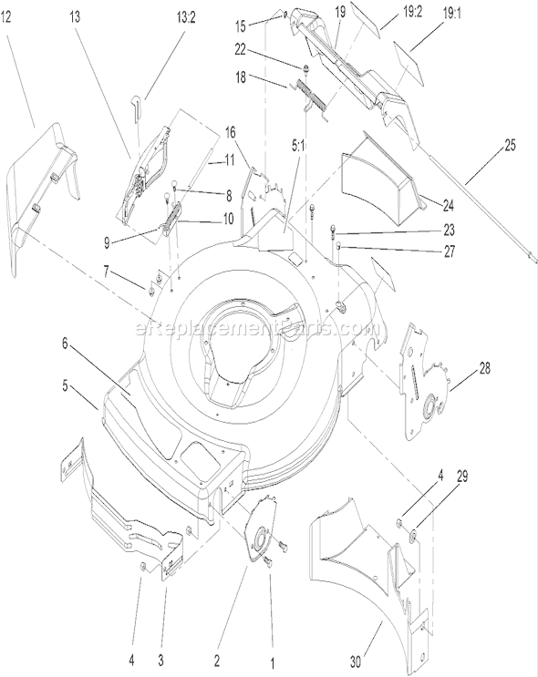 Toro 20017 (230000001-230999999)(2003) Lawn Mower Housing Assembly Diagram
