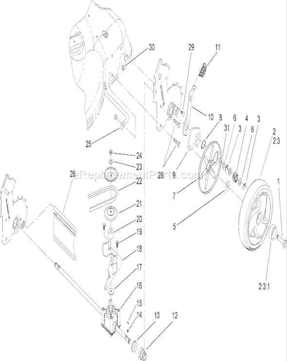 Toro 20017 (230000001-230999999)(2003) Lawn Mower Rear Axle and Transmission Assembly Diagram