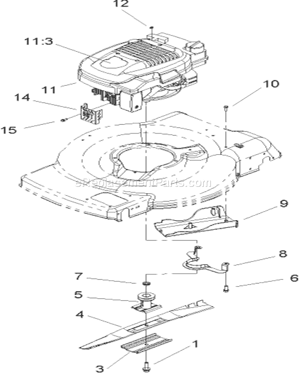 Toro 20017 (250000001-250999999)(2005) Lawn Mower Engine and Blade Assembly Diagram