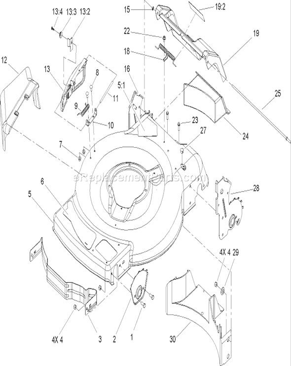 Toro 20017 (250000001-250999999)(2005) Lawn Mower Rear Axle and Transmission Assembly Diagram