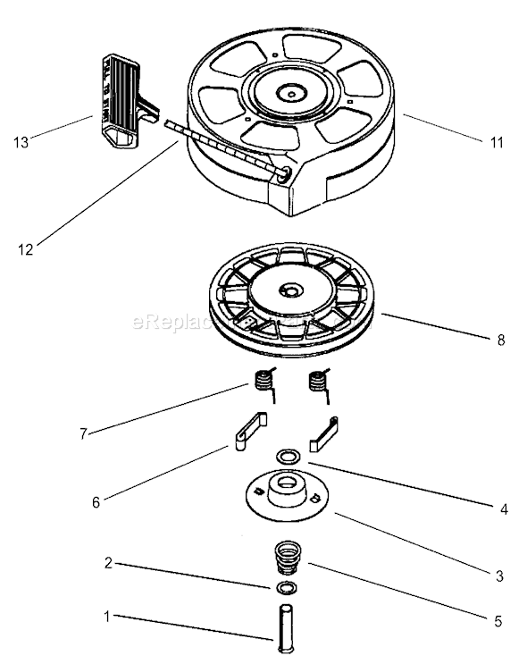 Toro 20018 (220000001-220300000)(2002) Lawn Mower Recoil Starter Assembly No. 590702 (Optional) Tecumseh Model No. Lev120-362004a Diagram