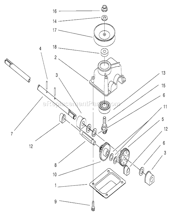 Toro 20021 (200000001-200999999)(2000) Lawn Mower Gear Case Assembly Diagram