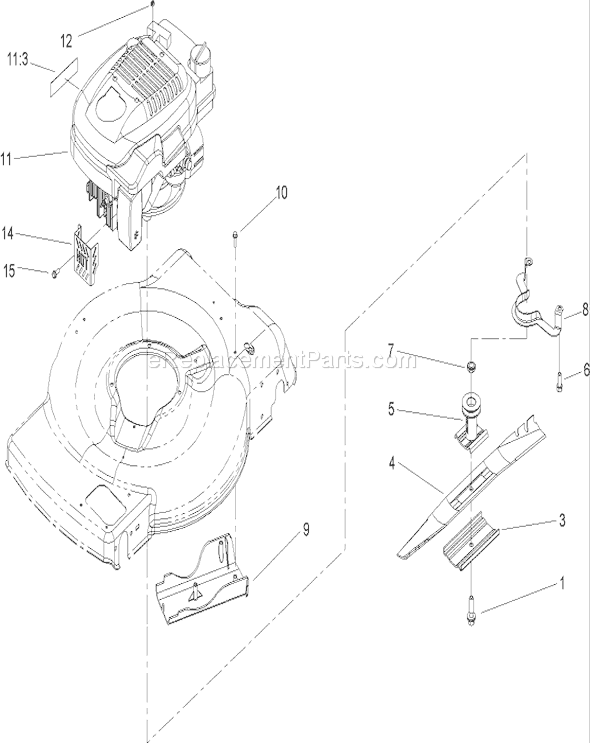 Toro 20031 (240000001-240999999)(2004) Lawn Mower Engine and Blade Assembly Diagram