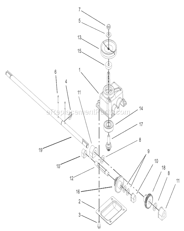 Toro 20036 (240000001-240999999)(2004) Lawn Mower Gear Case Assembly No. 104-7674 Diagram