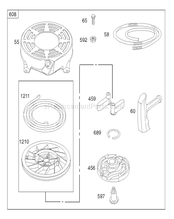 Toro 20037 (220000001-220999999)(2002) Lawn Mower Starter Assembly Engine Briggs and Stratton Model 123k02-0114-E1 Diagram