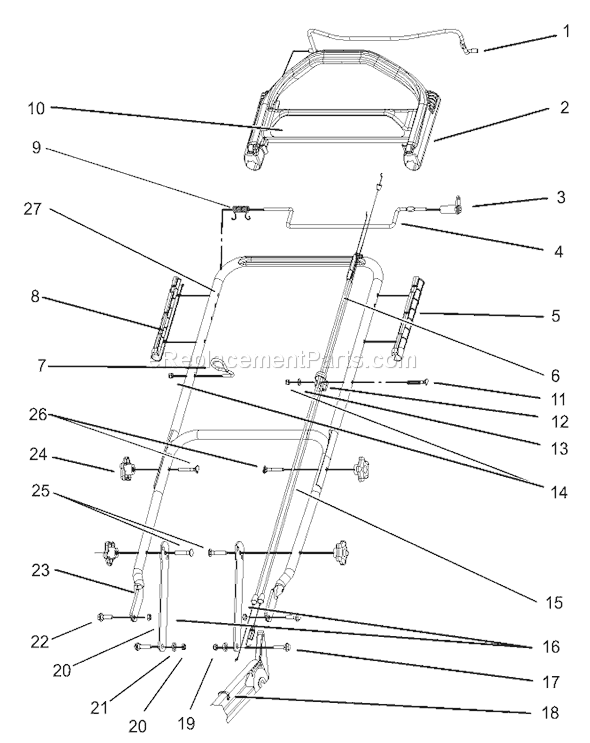 Toro 20038 (240000001-240999999)(2004) Lawn Mower Handle and Control Assembly Diagram