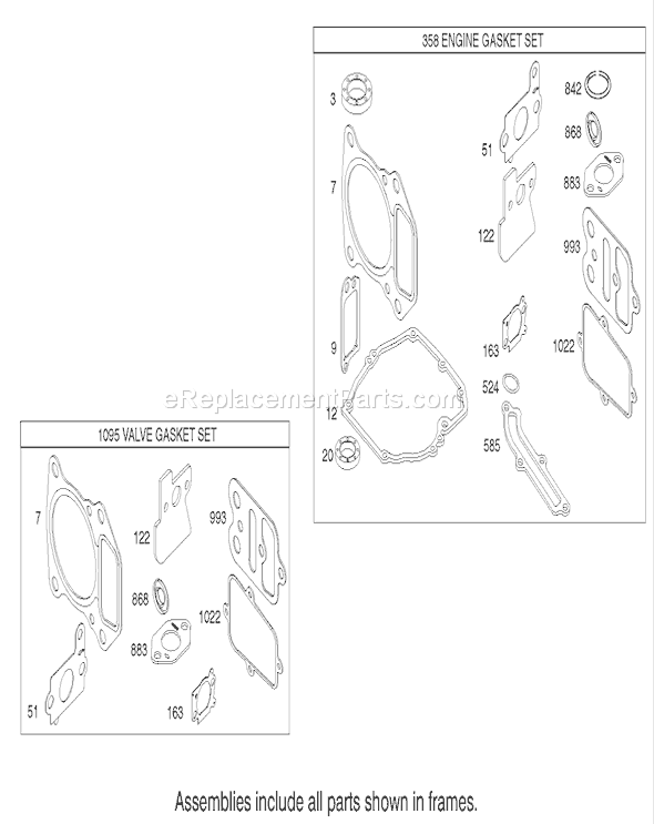 Toro 20039 (220000001-220999999)(2002) Lawn Mower Gasket Assembly Engine Briggs and Stratton Model 122607-0118-E1 Diagram