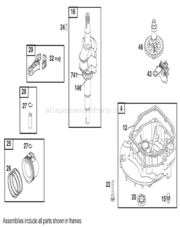 Toro 20040 (210000001-210999999)(2001) Lawn Mower Crankshaft Assembly Diagram