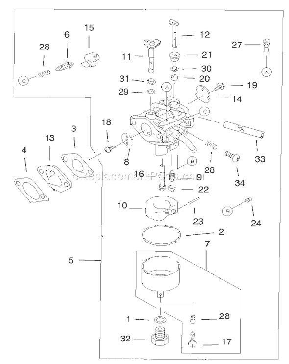 Toro 20044 (99000001-99999999)(1999) Lawn Mower Carburetor Assembly Diagram