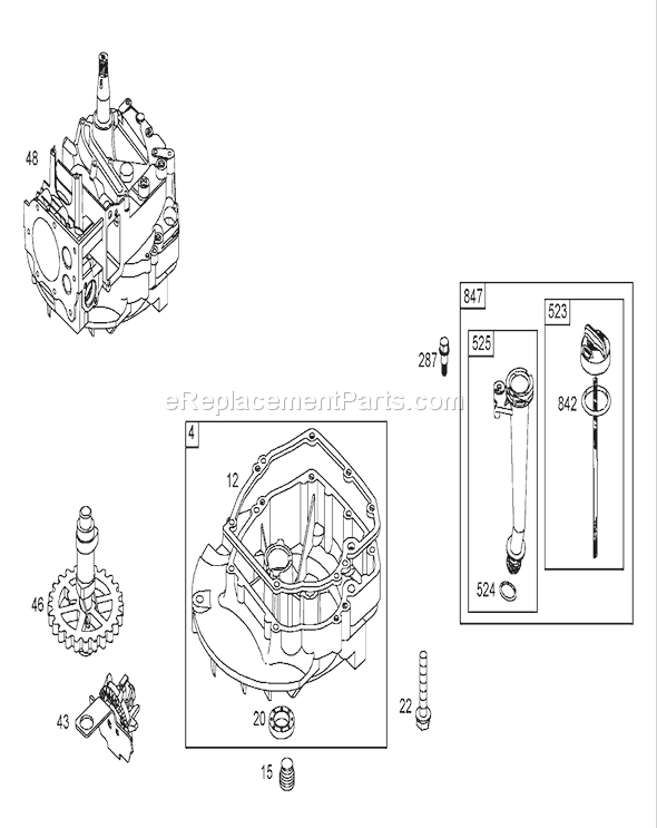 Toro 20054 (250000001-250999999)(2005) Lawn Mower Crankcase Assembly Briggs and Stratton 125k02-0189-E1 Diagram