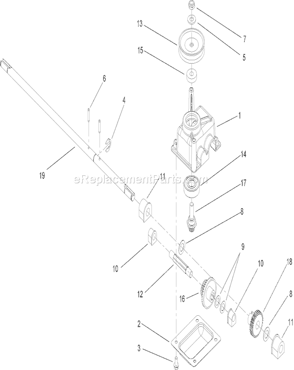 Toro 20056 (260000001-260999999)(2006) Lawn Mower Gear Case Assembly No. 108-8140 Diagram