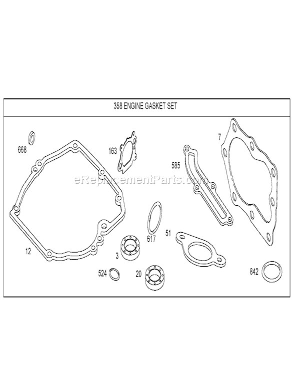 Toro 20056 (260000001-260999999)(2006) Lawn Mower 358 Engine Gasket Set Assembly Briggs and Stratton 125k02-0187-E1 Diagram
