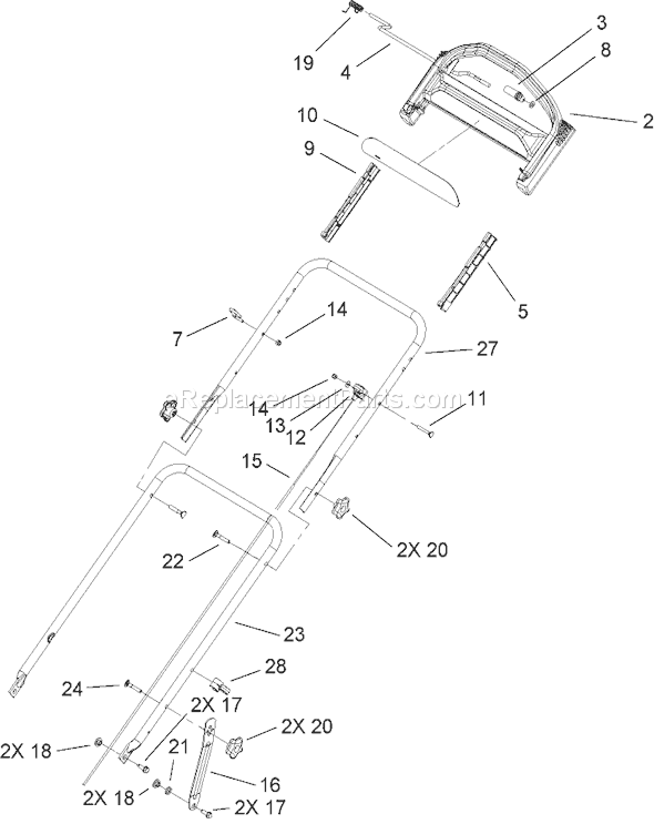 Toro 20058 (260000001-260999999)(2006) Lawn Mower Handle Assembly Diagram