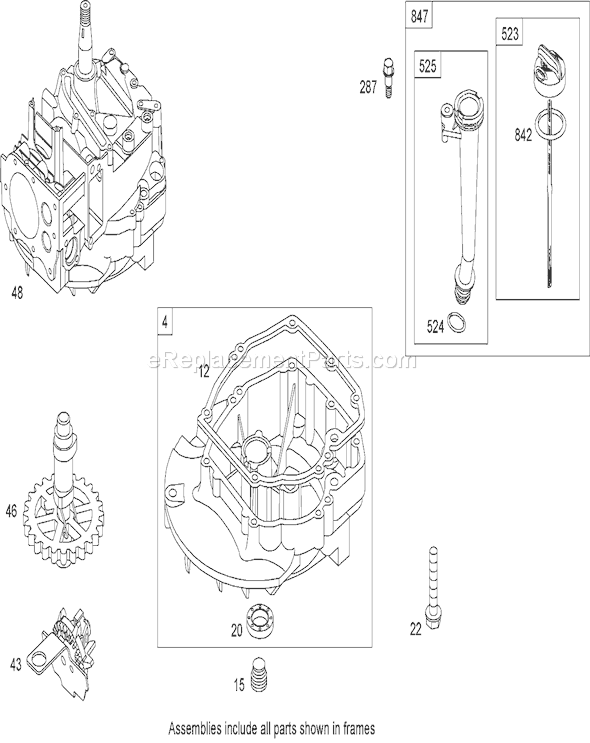 Toro 20067 (270000001-270999999)(2007) Lawn Mower Crankcase Assembly Briggs and Stratton 126t05-0115-B1 Diagram