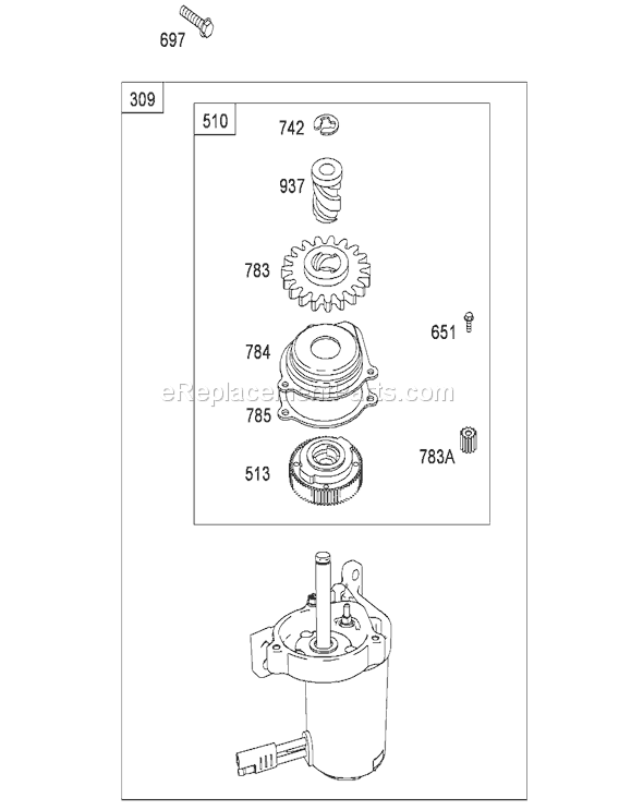 Toro 20067 (280000001-280999999)(2008) Lawn Mower Electric Starter Assembly Briggs and Stratton 126t05-0933-B1 Diagram