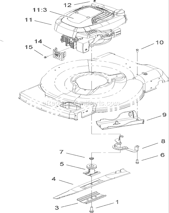 Toro 20074 (270000001-270999999)(2007) Lawn Mower Engine and Blade Assembly Diagram