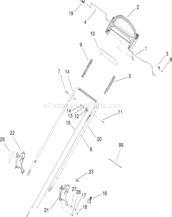 Toro 20091C (280000001-280999999)(2008) Lawn Mower Handle Assembly Diagram