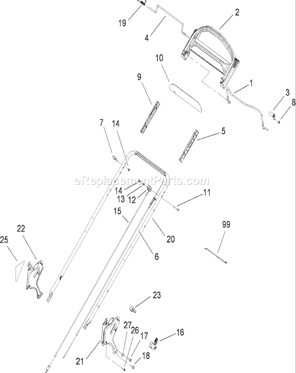 Toro 20095C (290000001-290999999)(2009) Lawn Mower Handle Assembly Diagram